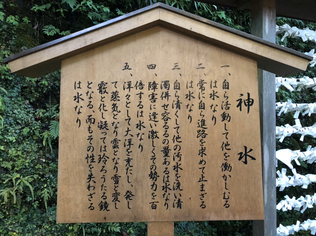貴船神社の御神水の案内
