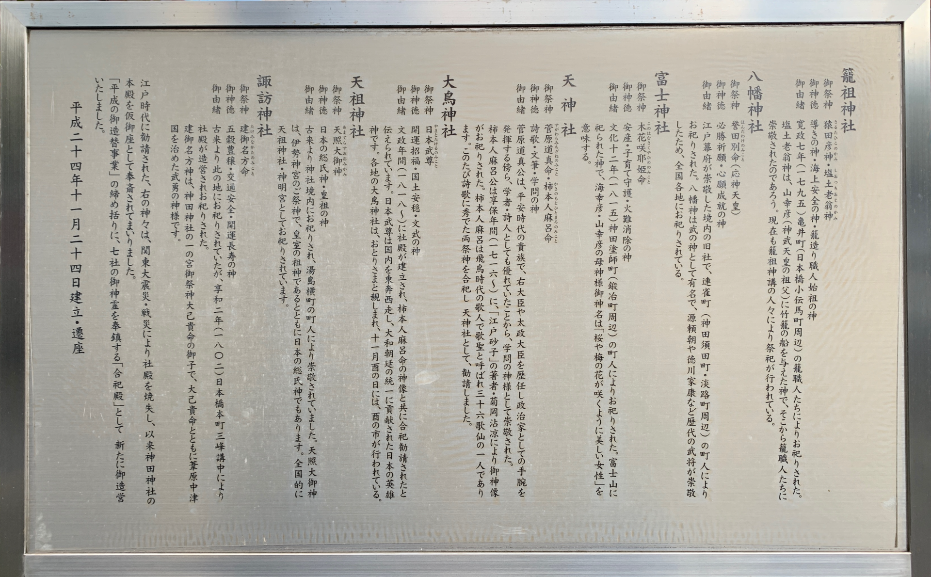 合祀殿の案内