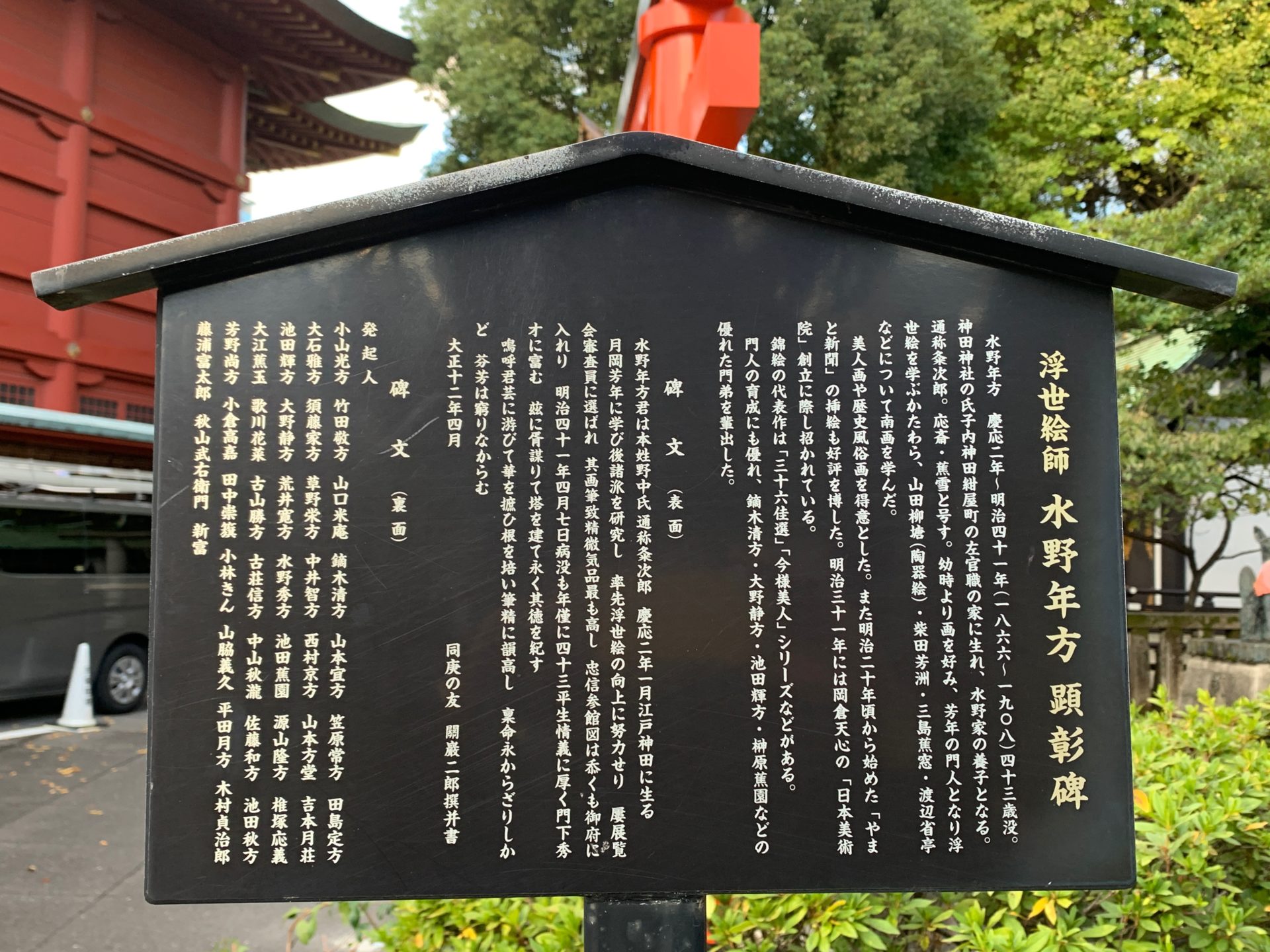 水野年方顕彰碑の案内