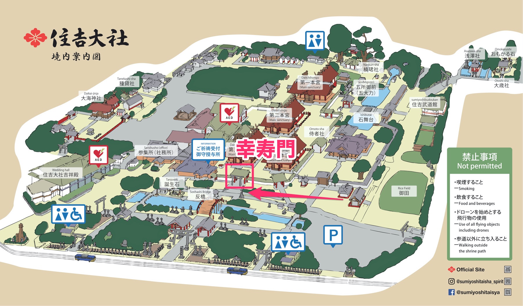 住吉大社の幸寿門の位置