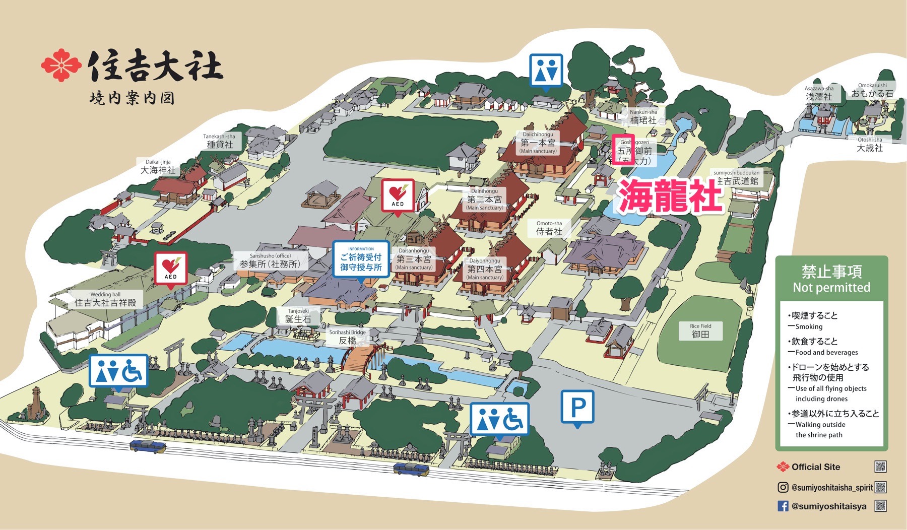住吉大社の海龍社の位置