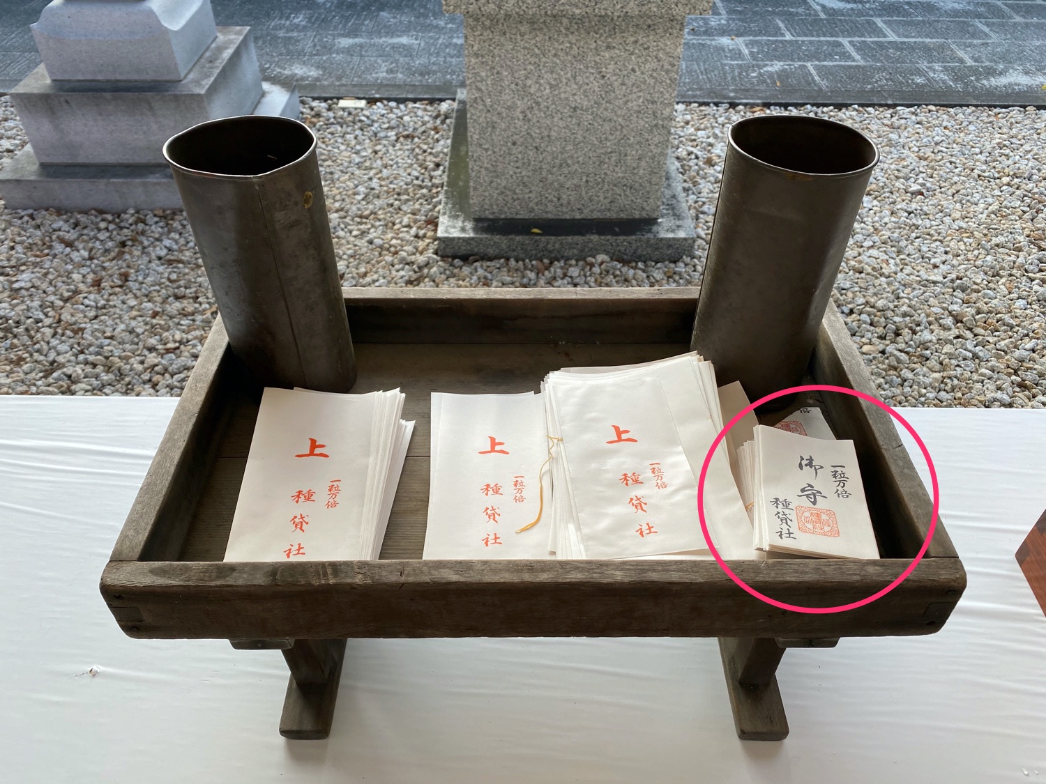 芽のついた榊の葉を入れる御守り袋